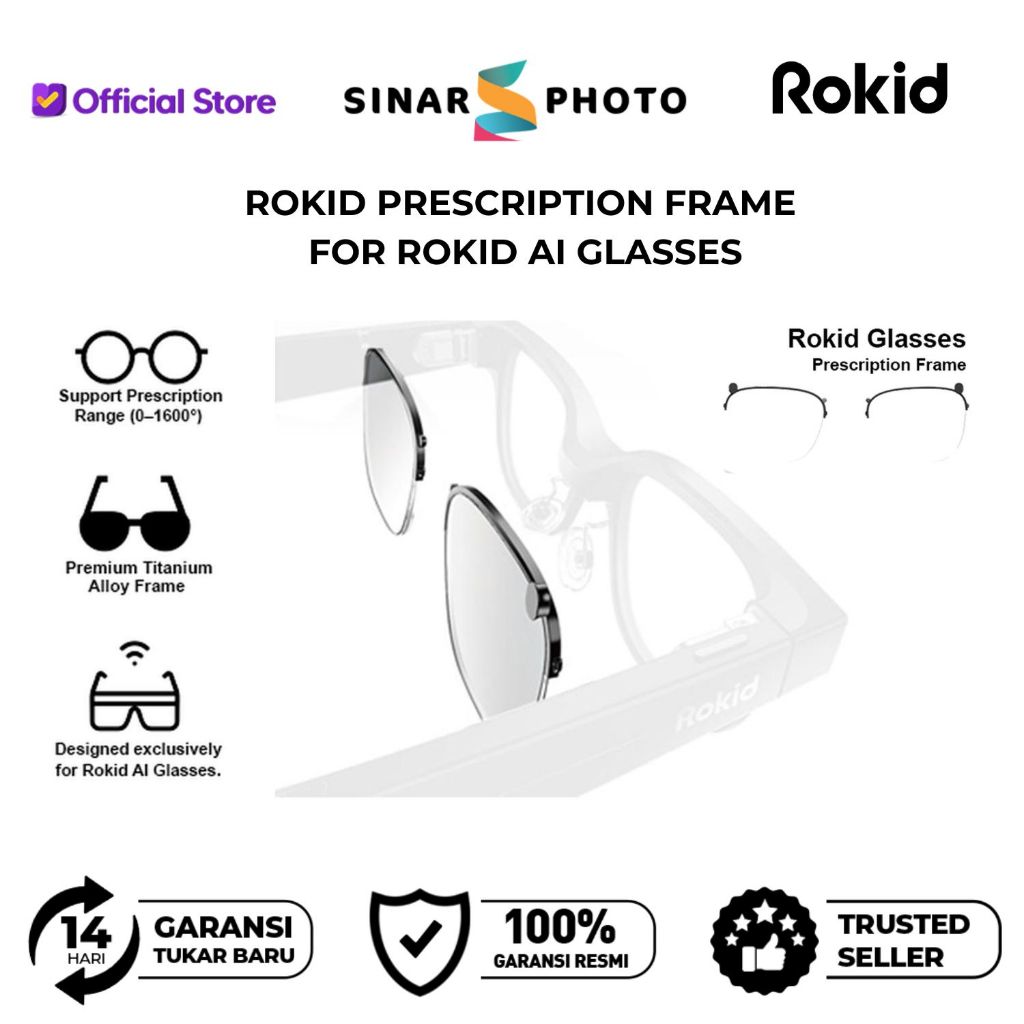ROKID GLASSES PRESCRIPTION FRAME for Rokid AI Glasses Rokid Lens Inserts - Garansi Resmi