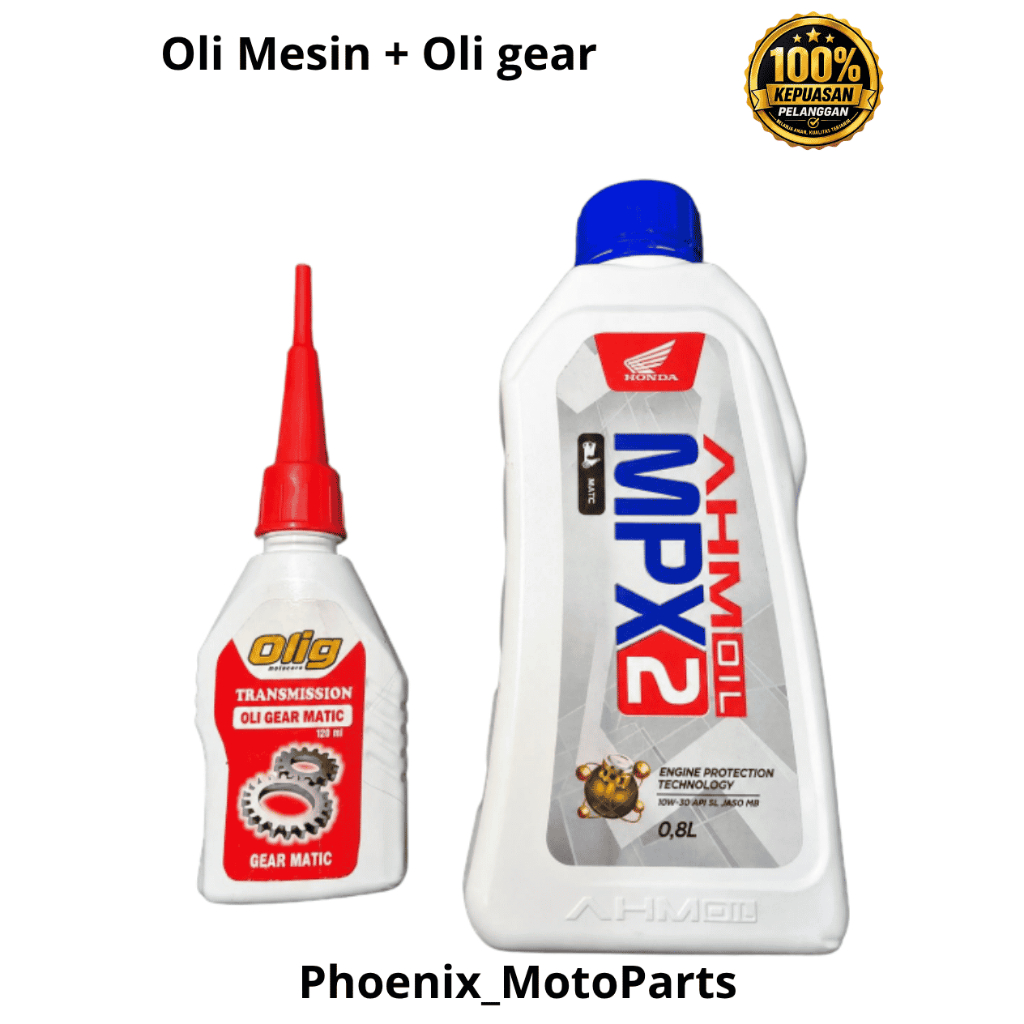 Paket Hemat Oli mesin & Oli gear MPX2 10W-30 Matic 0.8L - Oli Gear/Gardan 120ml. Cocok untuk motor  