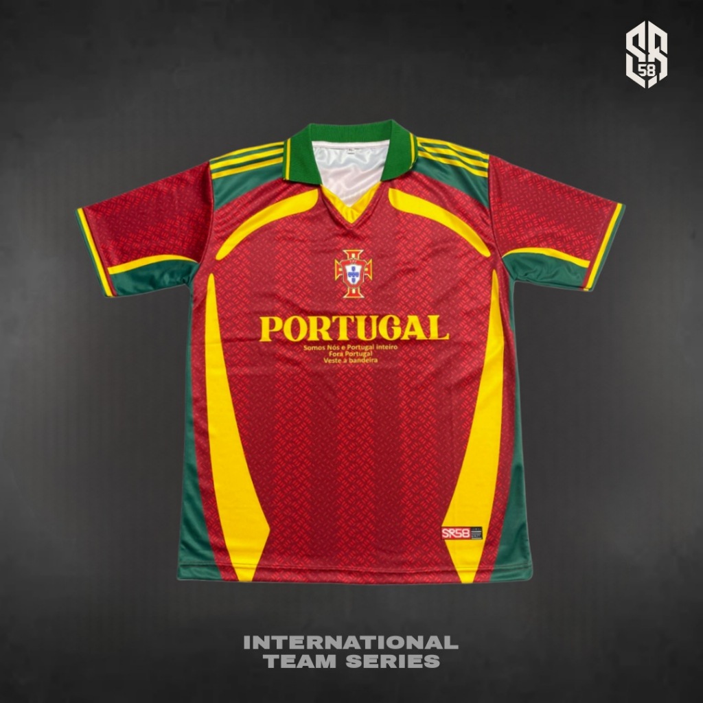 Jersey Retro Fantasy Portugal Piala Dunia 2026 Kerah Rib Jersey Vintage Portugal Unisex