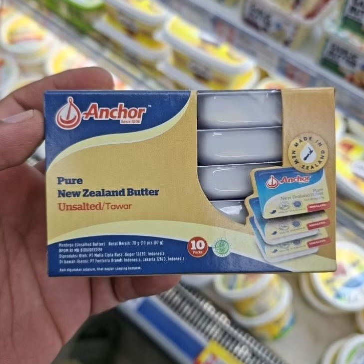 Anchor Mini Dish UnSalted Pure New Zealand Butter | Mentega Unsalted butter mini / pack 70g (10pcs x