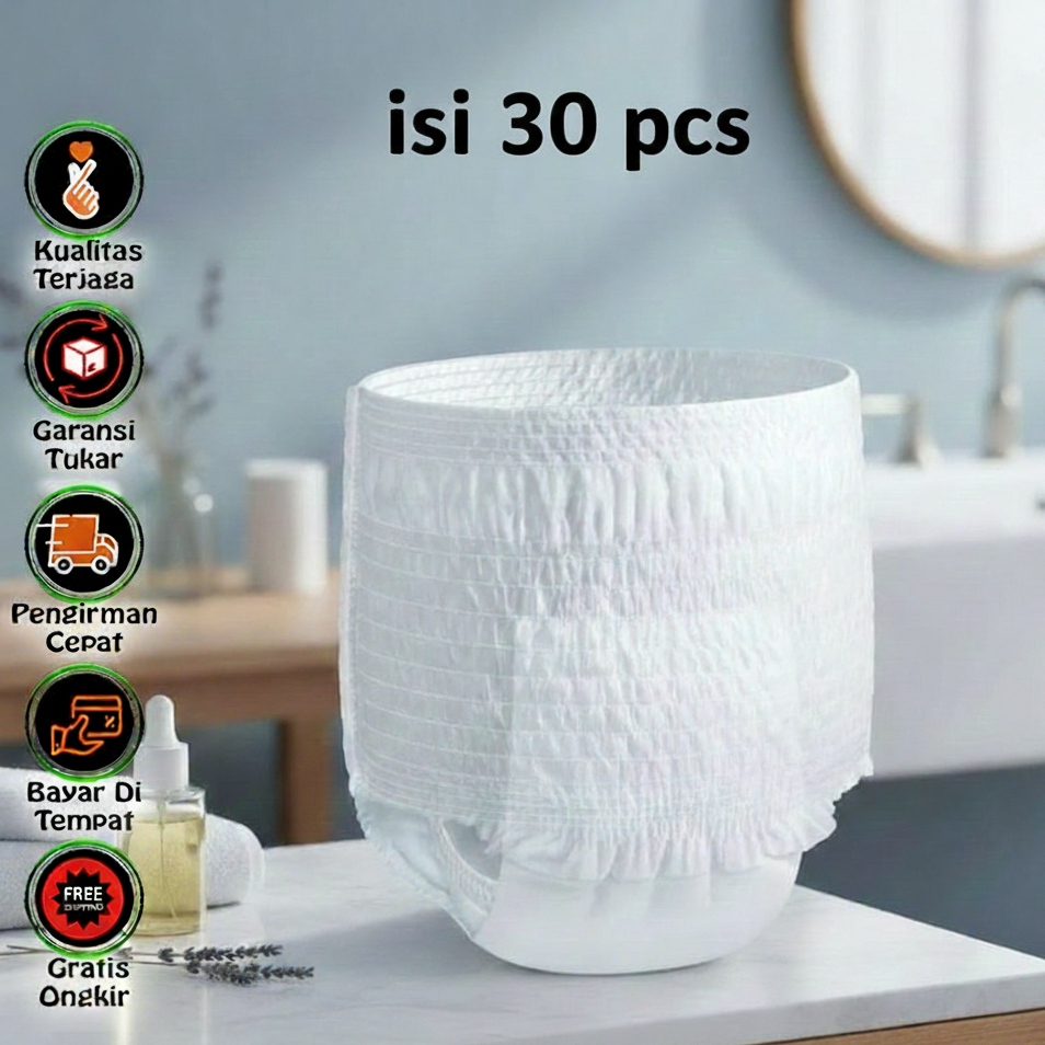 Popok Dewasa Tipe Celana|Isi 30 Pcs|Murah Berkualitas|Daya Serap Tinggi|Anti Bocor|Diapers Adult|Dia