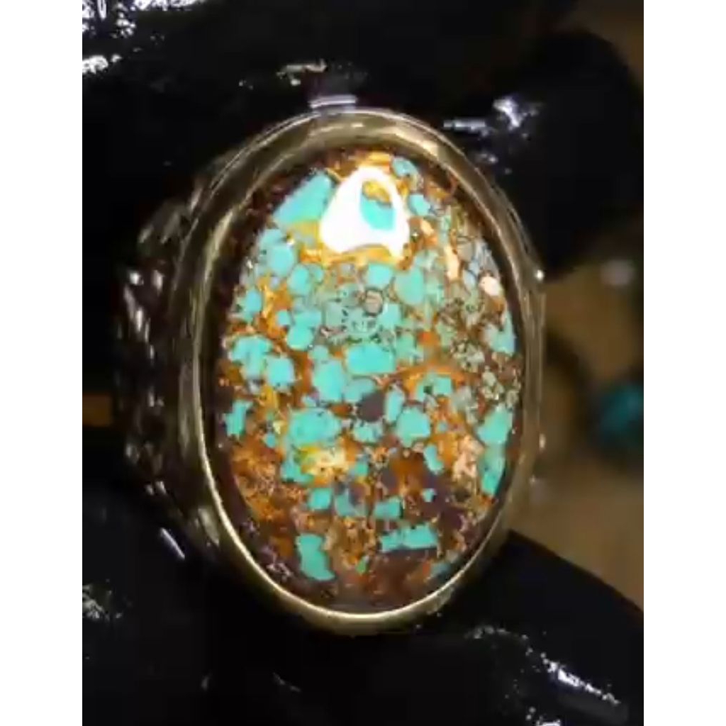 Natural batu akik Pirus Persia Naisabur hijau tosca ceplok kuro ukuran kantoran jumbo kode PJK 10