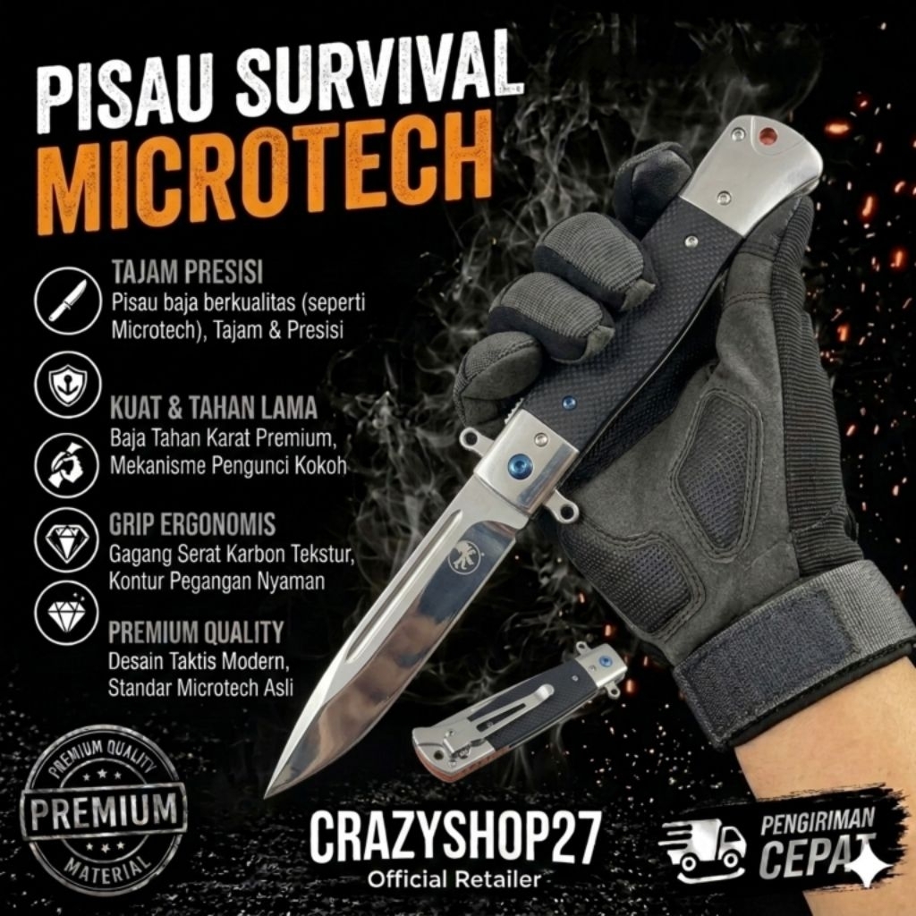 Pisau Survival Outdoor Microtech kualitas terjamin