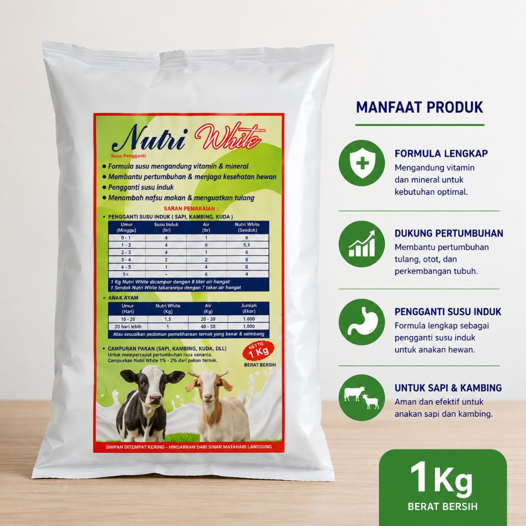 Nutri Skim White Susu Pengganti Induk Untuk Ternak Seperti Sapi, Kambing, Domba, Kucing, Atau Anjing