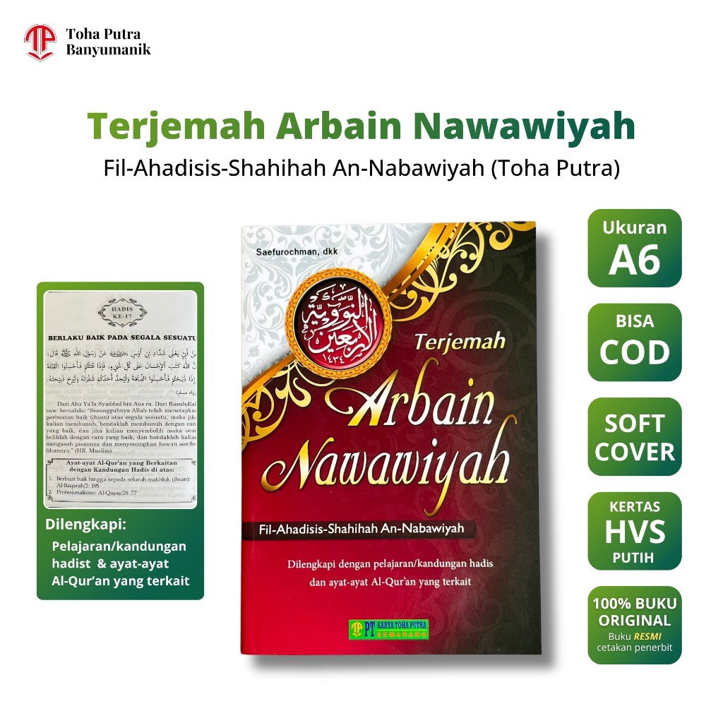 Buku Terjemah Kitab Arba'in Nawawiyyah 10x14 cm HVS hadits shahih Arbain Nawawiyah Imam Nawawi -Toha