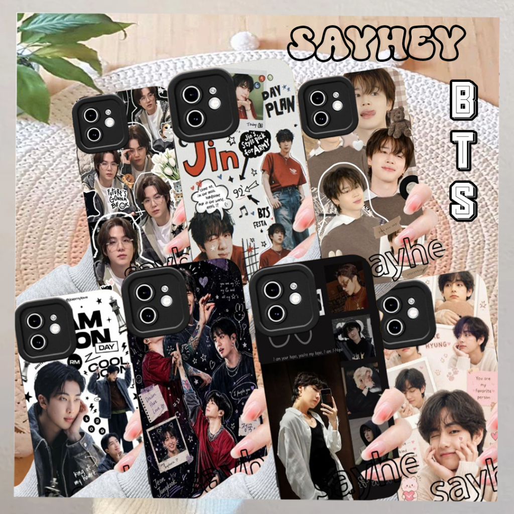 SAYHEY Case HP BTS Kpop Aesthetic iPhone Android Casing All Type Member Jungkook V Jimin Suga Jin RM