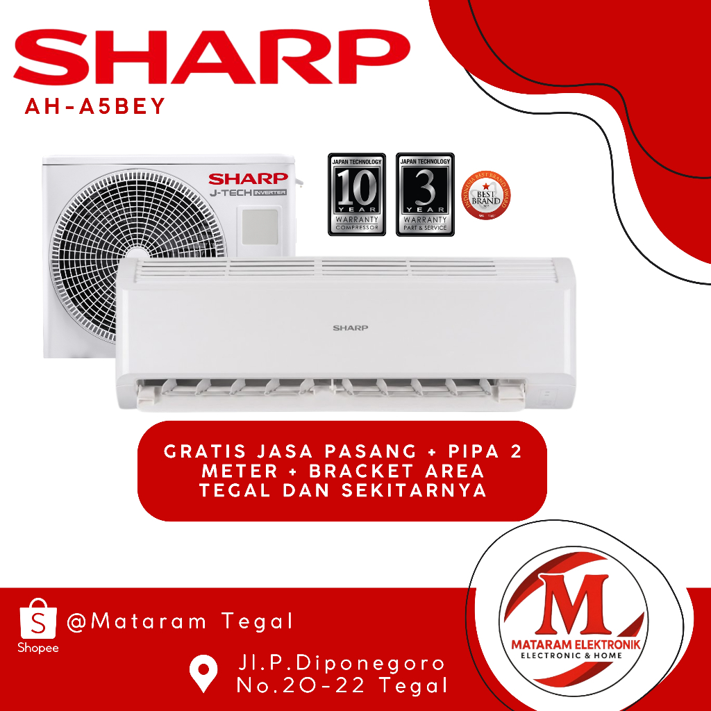 Sharp Ah-5Bey Ac Sharp 1/2 Pk L0W Watt Ac Sharp 5 Bey Garuda R32 2023 (termasuk jasa pemasangan)