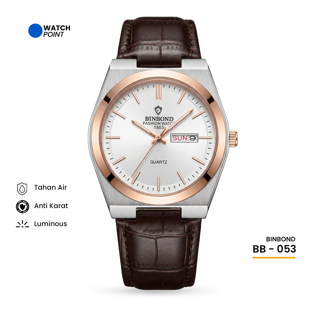 WATCHPOINT BB-053 | Jam Tangan Pria Cowok Original Kulit Leather Binbond Tahan Air Business Kasual K