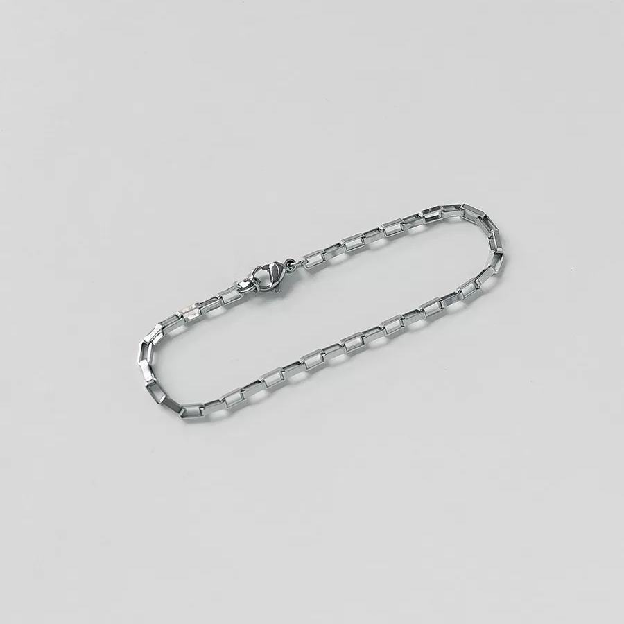 NEW PRODUCT Gelang Kotak Panjang Titanium Silver Pria Wanita Unisex Anti Karat Gelang Minimalis