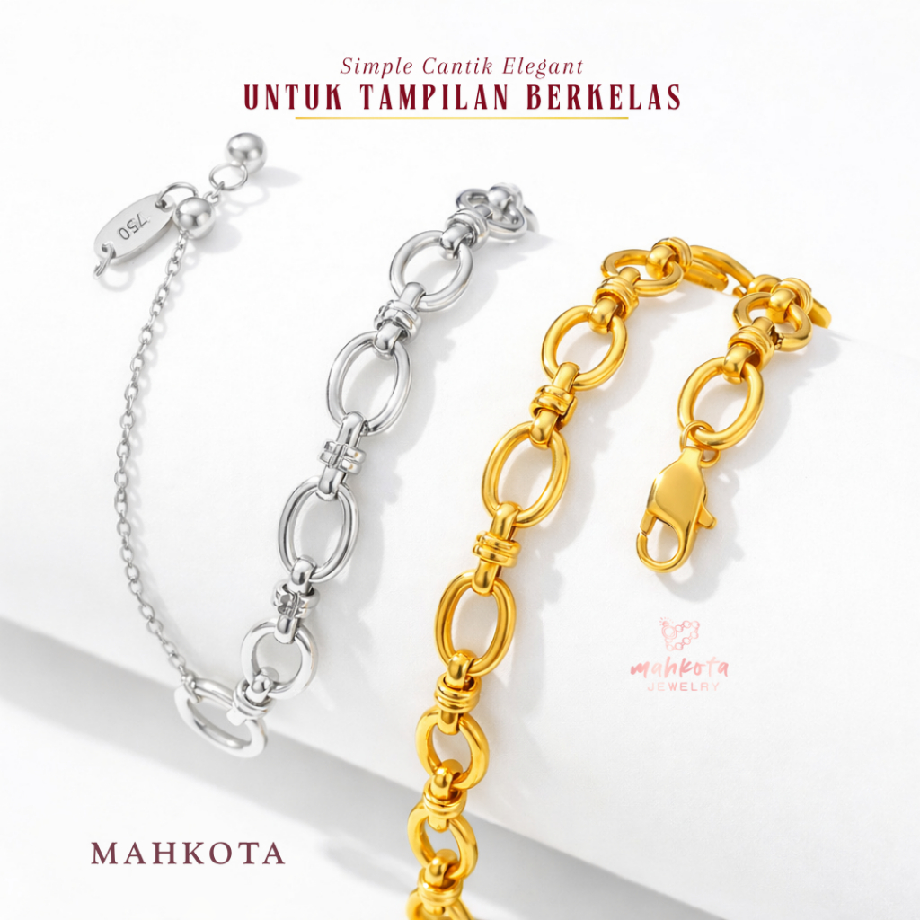 G310 Gelang Titanium Premium Wanita Lapis Emas 18 KGP