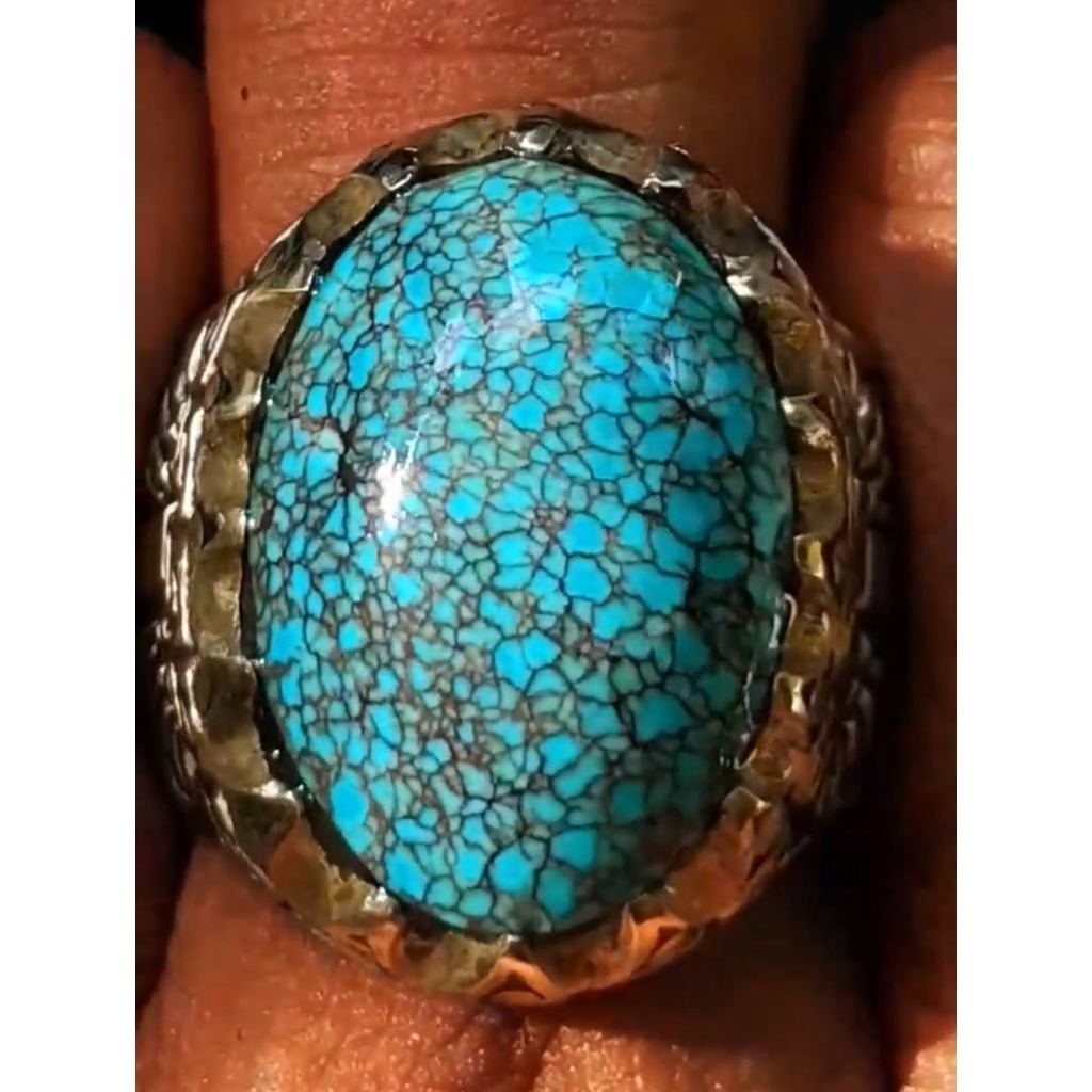 Natural batu akik Pirus Persia biru tosca motif beras wutah ukuran jumbo kode BJ06