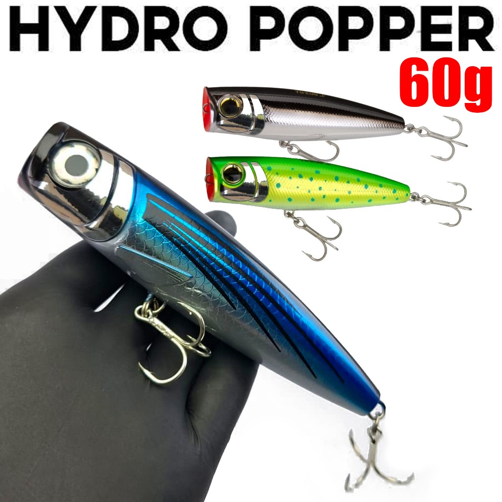 Umpan Pancing Hydro Popper 60g Untuk Memancing ikan GT Casting Mata Kail Treble Minnow Yozuri