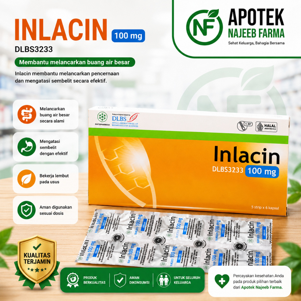 Inlacin 100 mg - Obat Herbal Penurun Gula Darah, Bahan Alami, 30 Kapsul