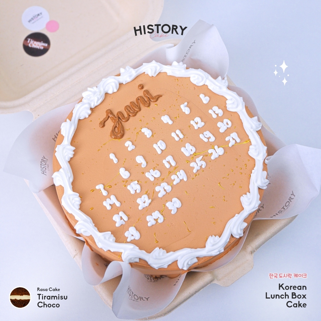 Kue Ulang Tahun Korea / Lunch Box Cake Rasa Tiramisu Choco - Kalender Juni