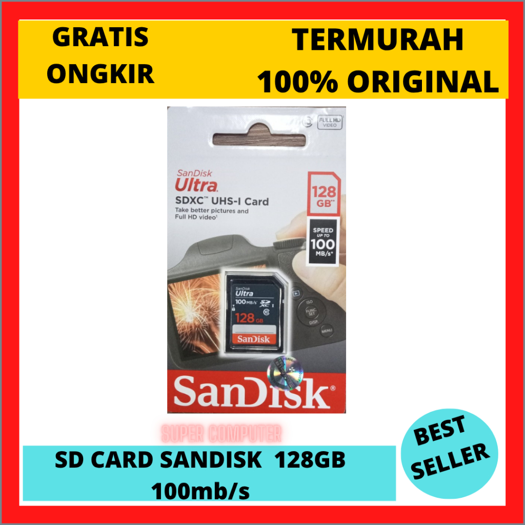 SD CARD SANDISK ULTRA SDXC 128GB 100mbps / MEMORI KAMERA/100% ORI