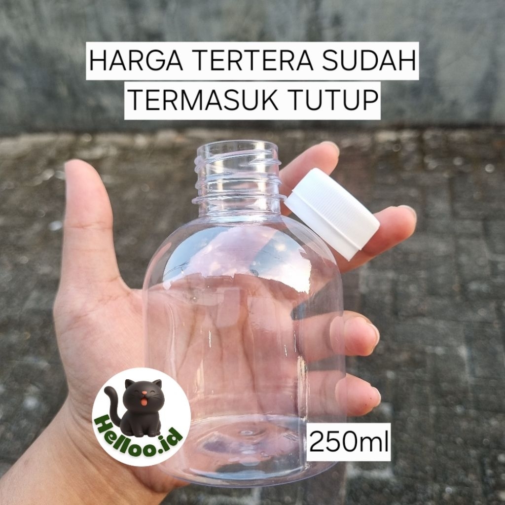 1 SET - BOTOL PLASTIK GENDUT GEMOY CEMBUNG / BOTOL KOPI / BOTOL JUS - 250 ML