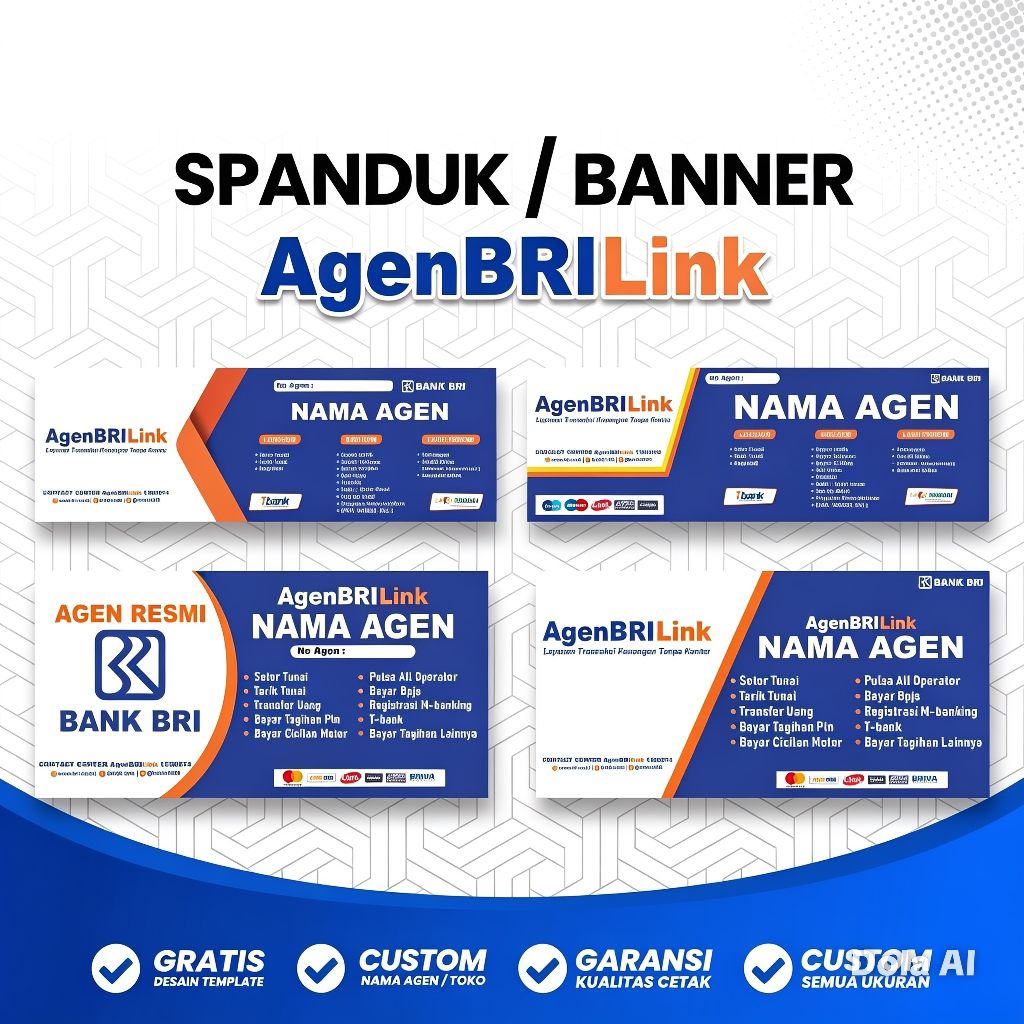 Spanduk BRILink / Spanduk Agen BRILink / Banner Agen BRIlink - 1 x 0,5 Meter, Design