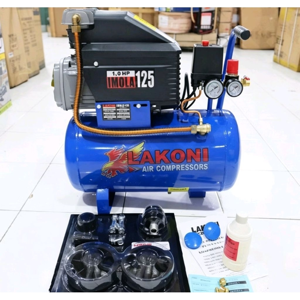 Mesin Kompresor 1 PK IMOLA 125 Kompressor Lakoni Pompa Angin Udara Listrik Compressor 25L 1HP