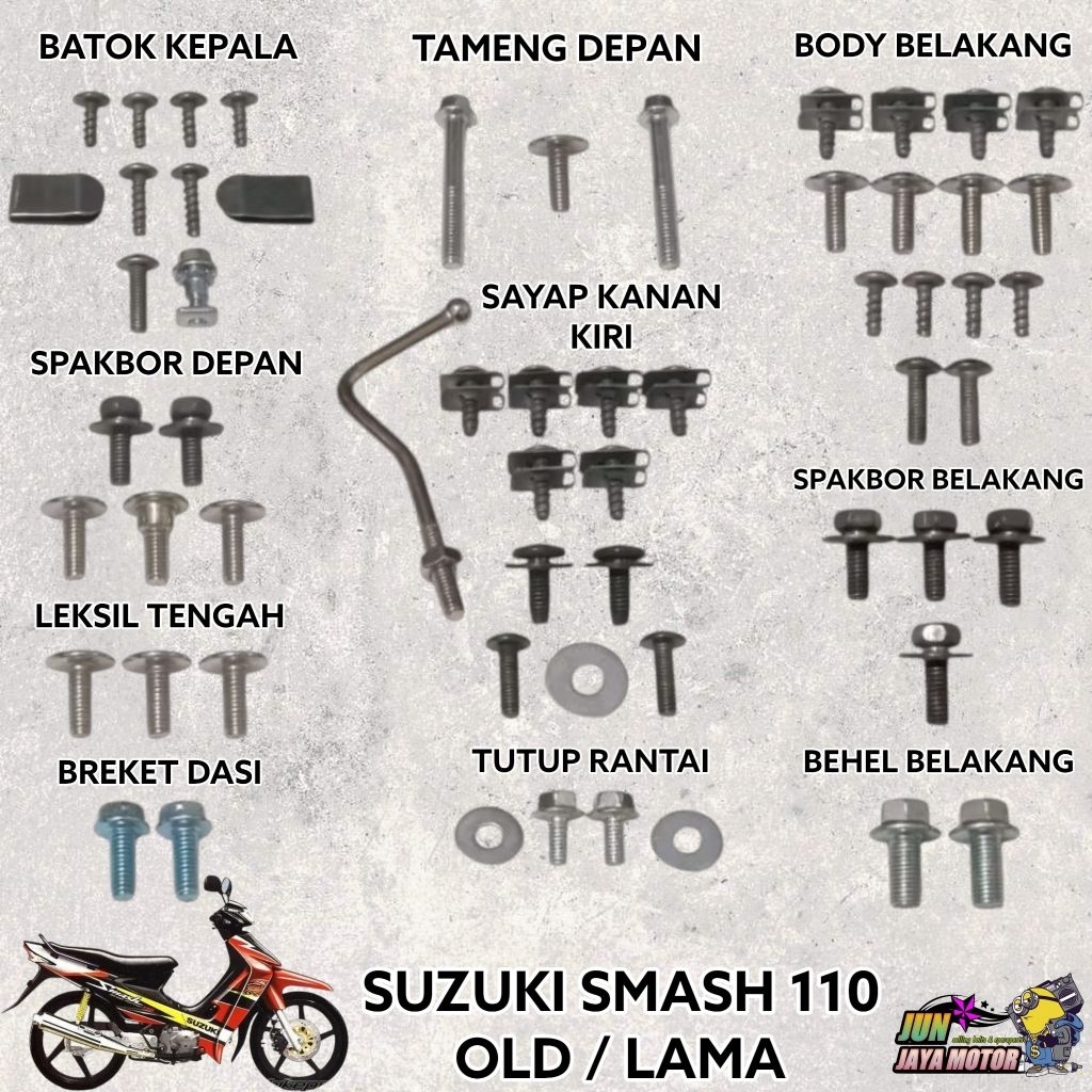 BAUT LENGKAP FULLSET BODY SUZUKI SMASH LAMA 110 / BAUT FULL SET BODI SUZUKI SMASH OLD 110