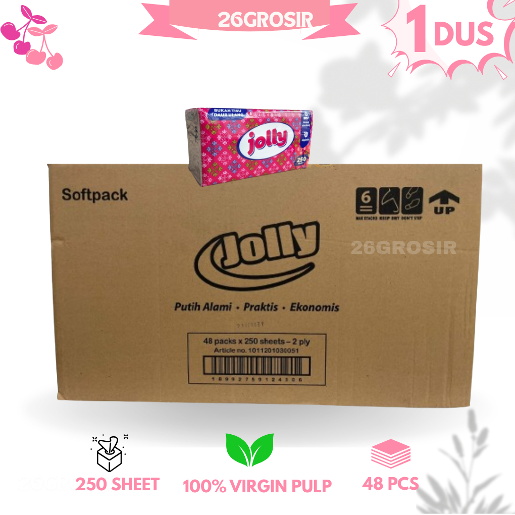 26GROSIR [1 DUS] Tisu Tissue Jolly 250 Sheet DUS ( ISI 48 ) - Tissue Muka Lembut - Paket Grosir 1 Du