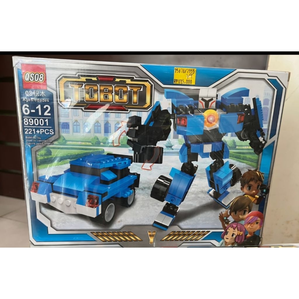 Mainan Balok Susun Lego Tobot Y Robot Mobil Biru - Brick QS08 89001 221+ Pcs Mainan Edukasi Anak Cow