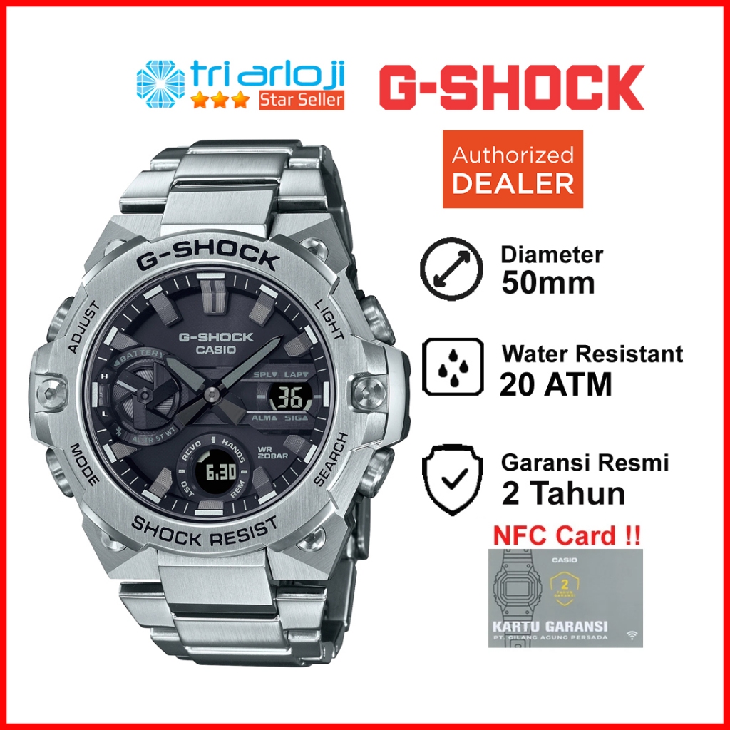 Casio G-SHOCK GST-B400D-1ADR Jam Tangan Pria G-STEEL Stainless GSHOCK GSTB400D GST-B400D-1A GST B400