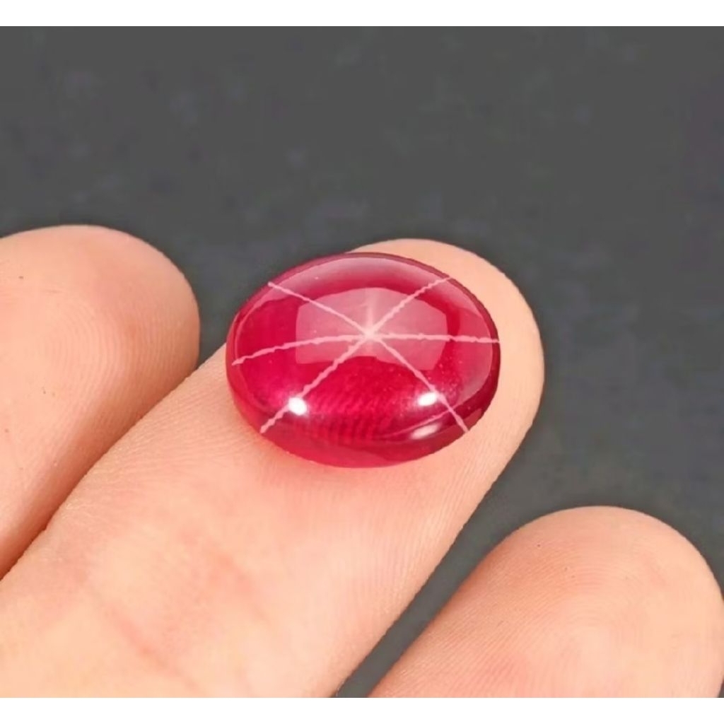 Batu cincin american star oval varian warna merah & biru