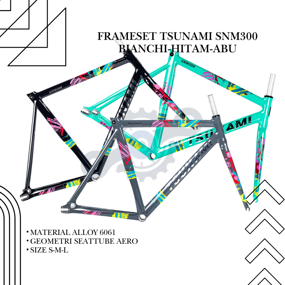 Frame Tsunami Snm300 Single Speed Fixie Warna Hitam-Bianchi-Abu