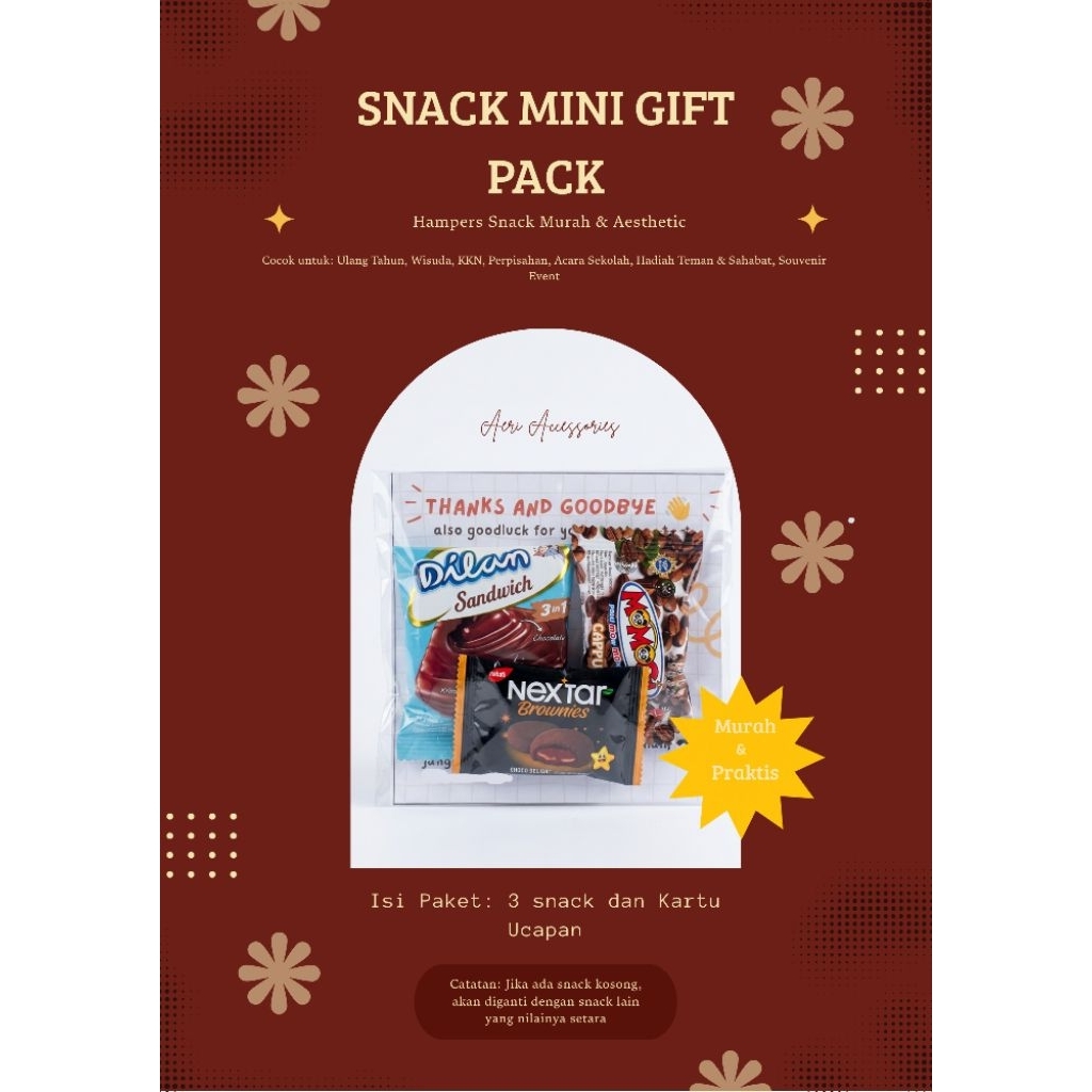 Snack Mini Gift Pack Aesthetic | Hampers Ulang Tahun Wisuda KKN Perpisahan Souvenir Hadiah Teman Sah