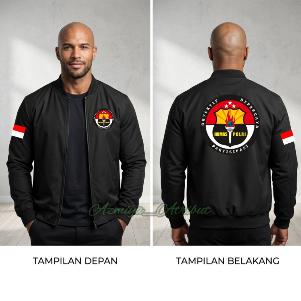 Jaket Bomber Pria humas Polri sablon Dtf