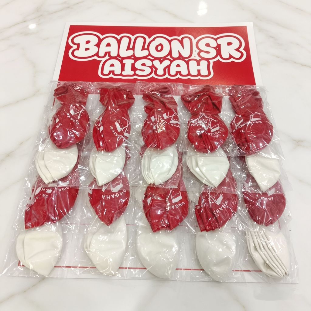 Balon papan karakter merah putih isi 100 pcs/balon jualan/balon lembaran