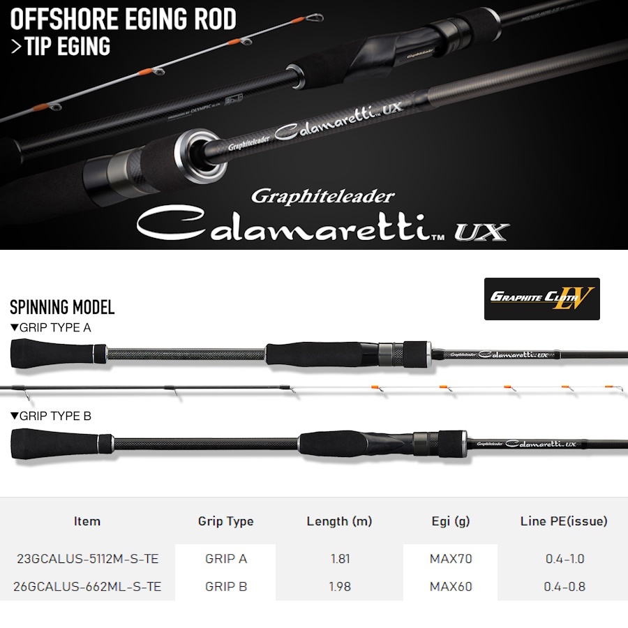 Graphiteleader Calamaretti UX Model 2023 2026 Offshore Eging Rod Tip Eging Model Tiprun Joran Cumi S