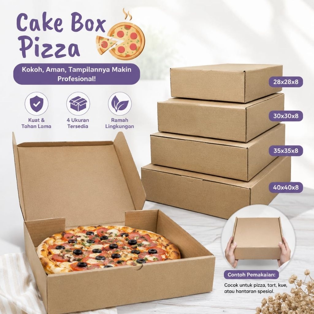 Kotak Pizza / Cake Box Pizza Eflute Kardus Pizza Tebal (10 lembar)