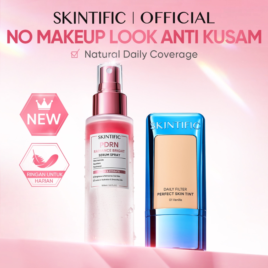 SKINTIFIC - 2IN1 Fast Make-up Set | Glowing Tone-up Natural Glow 2PCS Instant Glow Serum Spray & Blu