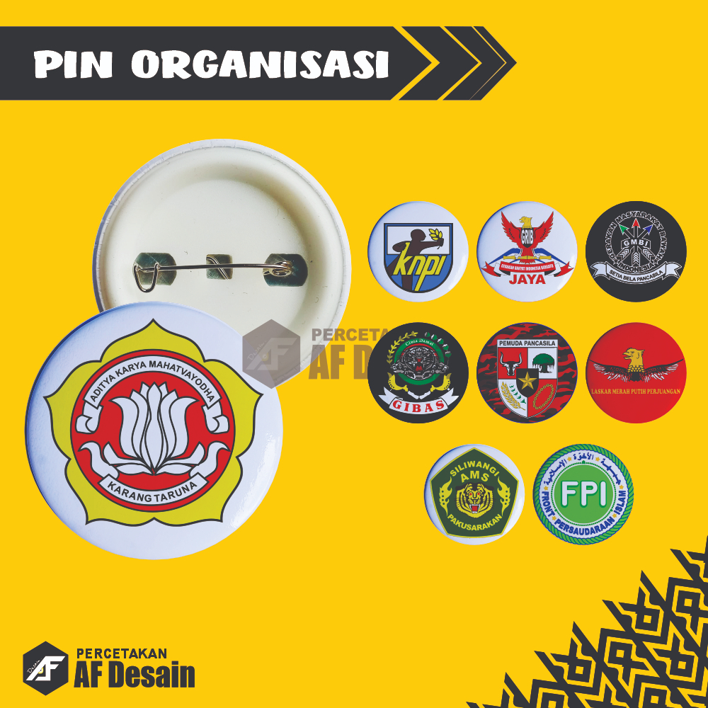 PIN ORGANISASI KARANG TARUNA, KNPI, GIBAS, GRIB, PEMUDA PANCASILA, FPI, GMBI, AMS, LASKAR MERAH PUTI