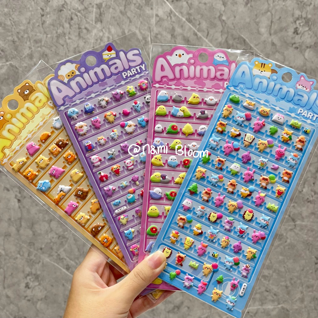 Stiker Animals Puffy Timbul Empuk Hewan Burung Beruang Colorful