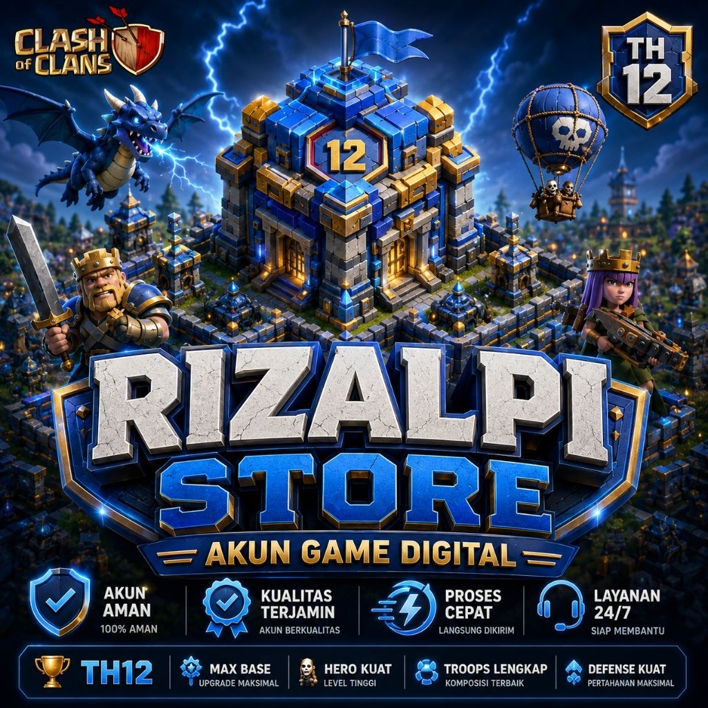 JUAL AKUN GAME COC Town Hall 12 MAX TERMURAH CLASH OF CLANS SUPERCELL ID