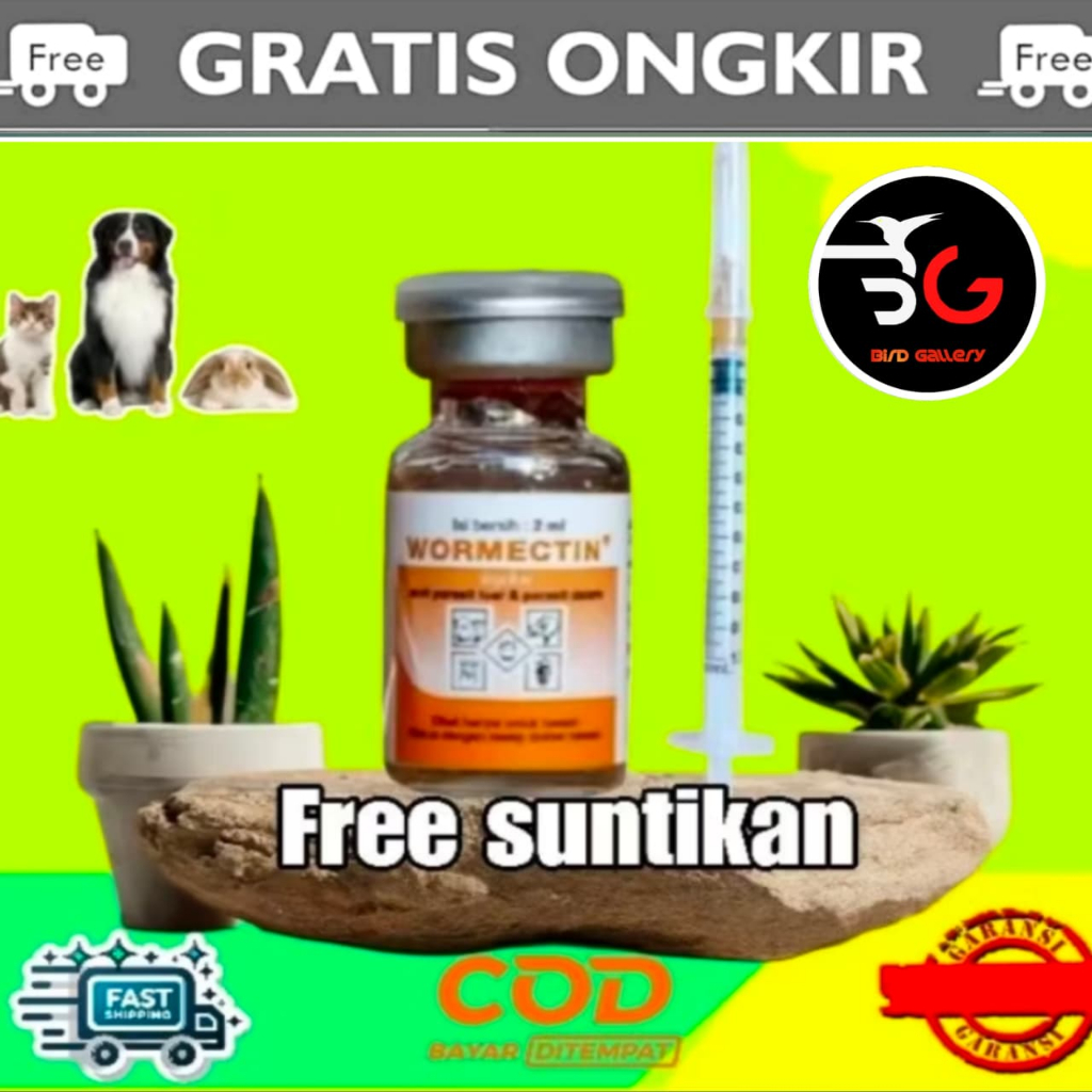WORMECTIN 2 ML OBAT JAMUR KUCING ANJING KAMBING PAKET WORMECTIN 2ML MEDION DAN SPUIT 1 ML MEDION