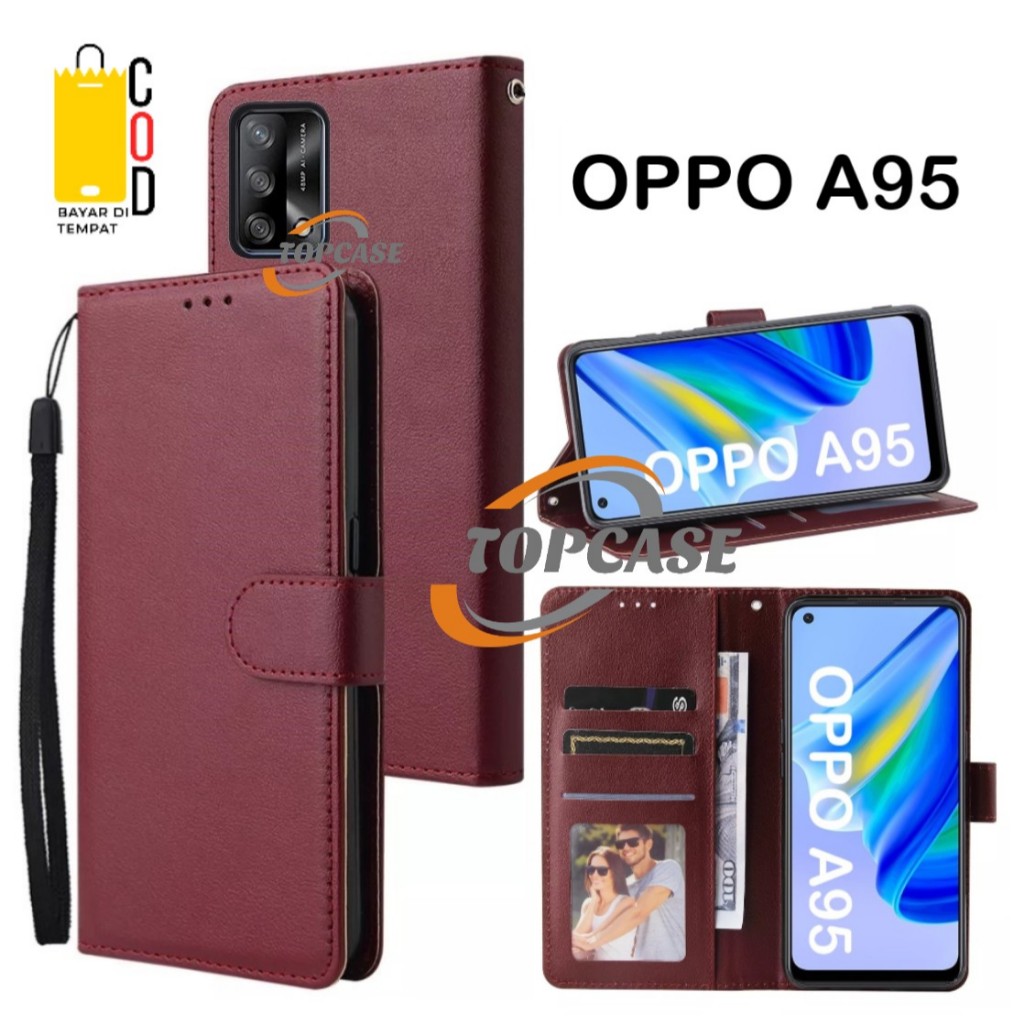 Flip Case Kulit OPPO A95 Casing Wallet Dompet