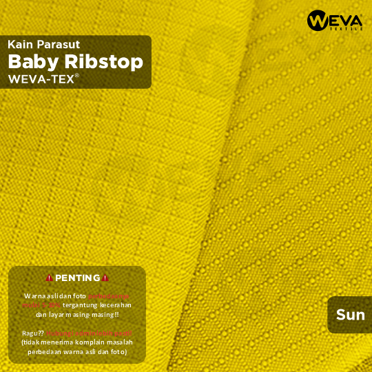BABY RIBSTOP Bahan Kain Micro Ribstop Kain Jaket Parasut Waterproof Kuning Kenari 7