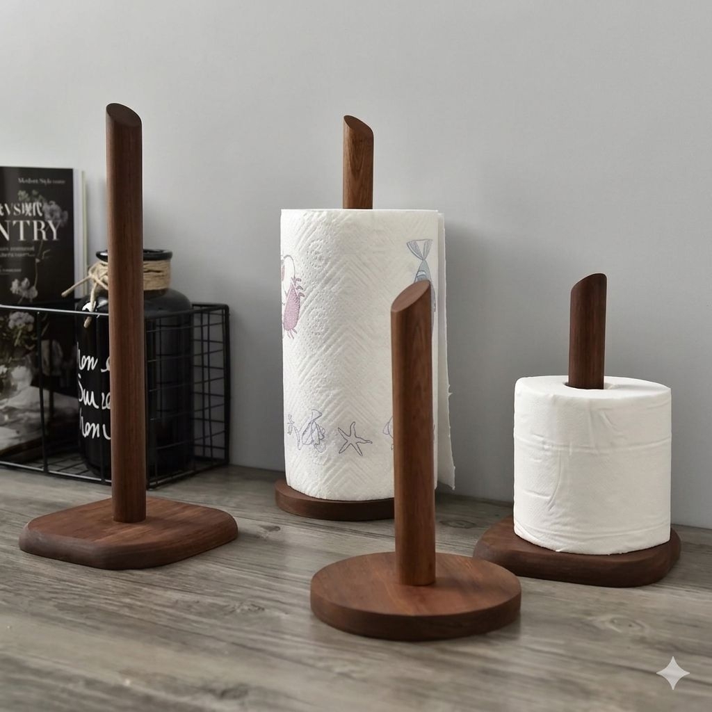 Tempat tisu roll / tempat tisu kayu holder / tempat gulungan tisu kayu