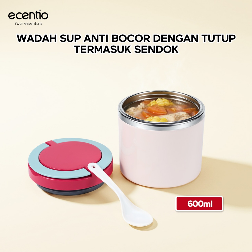 ecentio & FOODI termos mini termos air panas mini 630ml/cangkir mangkok anti bocor/termos sup tahan 