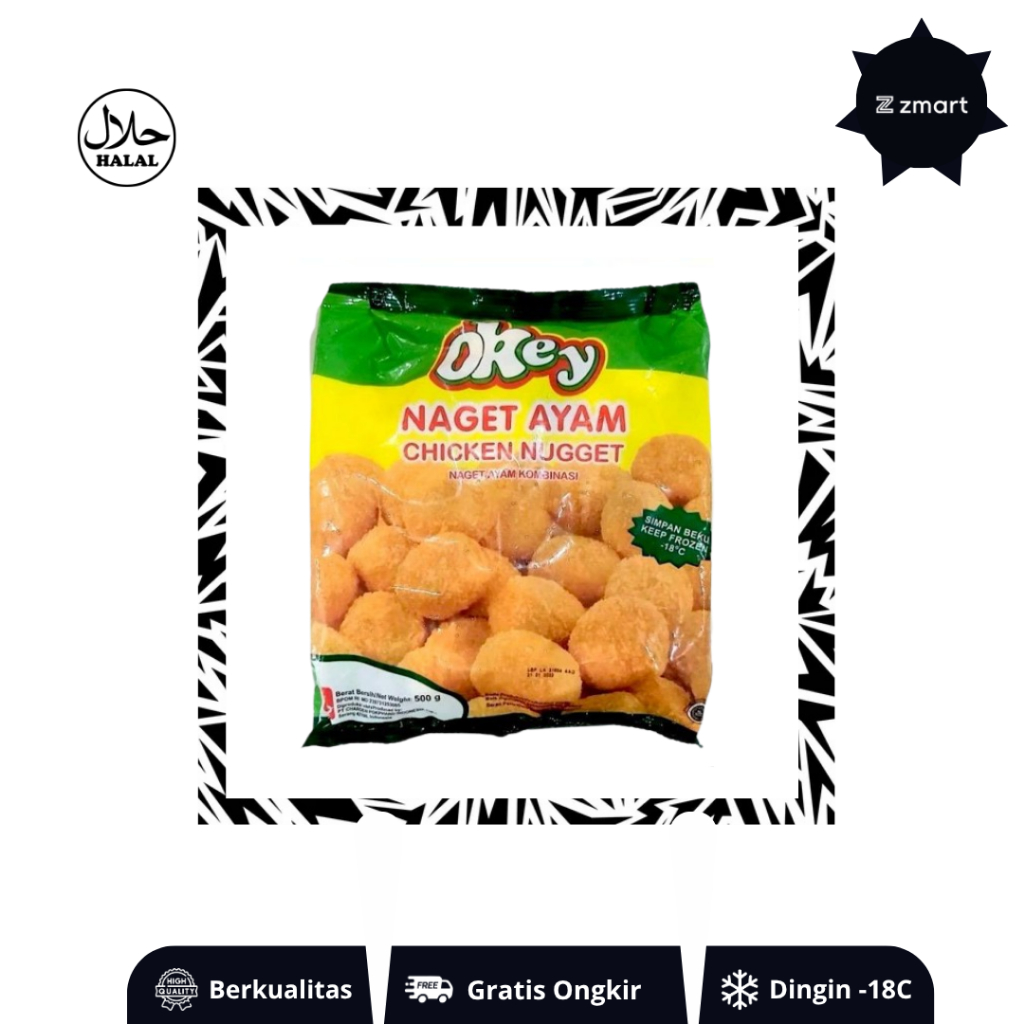 Naget Chicken Kombinasi Ayam Bentuk Bulat Okey 500g, 1kg - Zmart Food