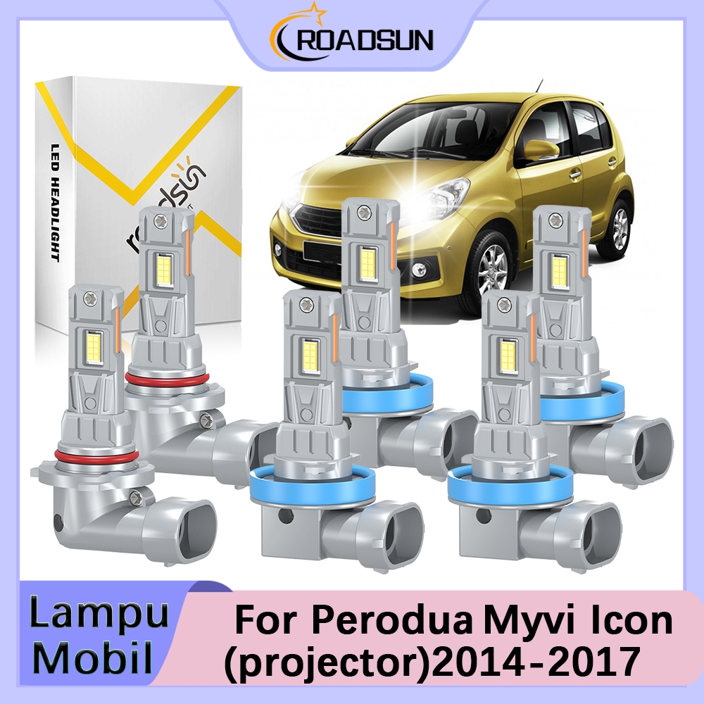 [For Perodua Myvi Icon(projector)] 2014-2017 Sepasang LED Lampu Depan Mobil High Beam Fog Light 180W