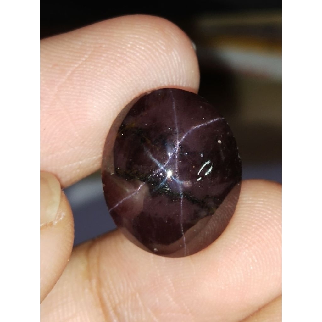 Natural Star Garnet Memo 17.5 x 14.5 x 6 mm 18.75 Ct Oval Cabochon NTD YGL 2448