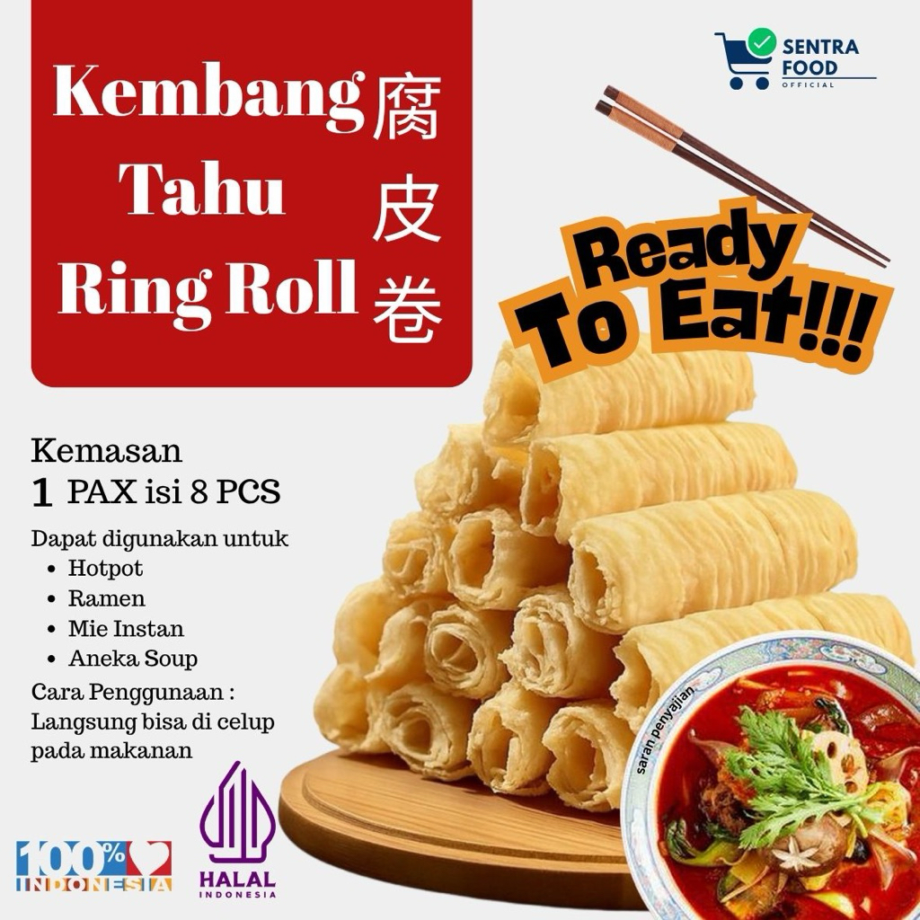 KEMBANG TAHU GULUNG RING ROLL ISI 8 PCS HALAL Kulit Tahu Gulung | Ring Roll Tofu hotpot soup mie