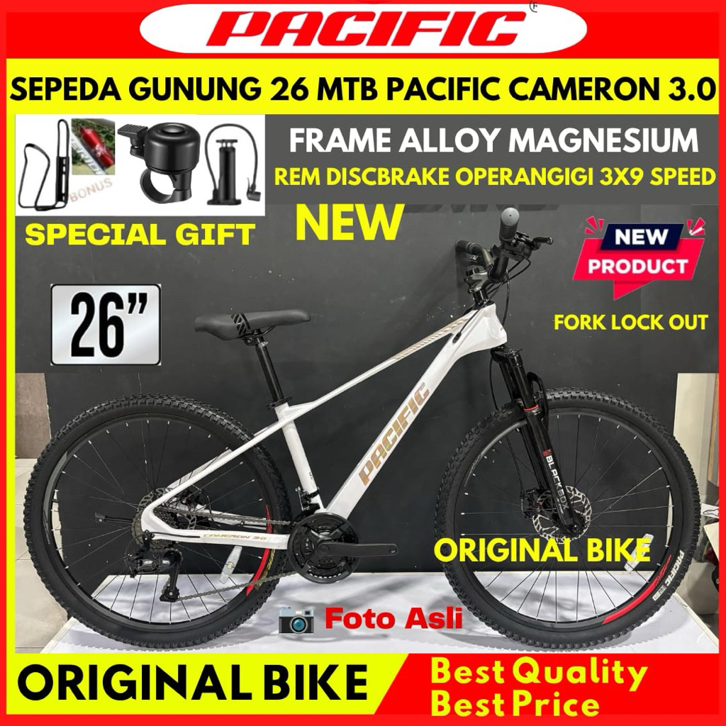 Sepeda Gunung MTB 26 Pacific Cameron 3.0 Frame Alloy Magnesium Rem Discbrake Terbaru