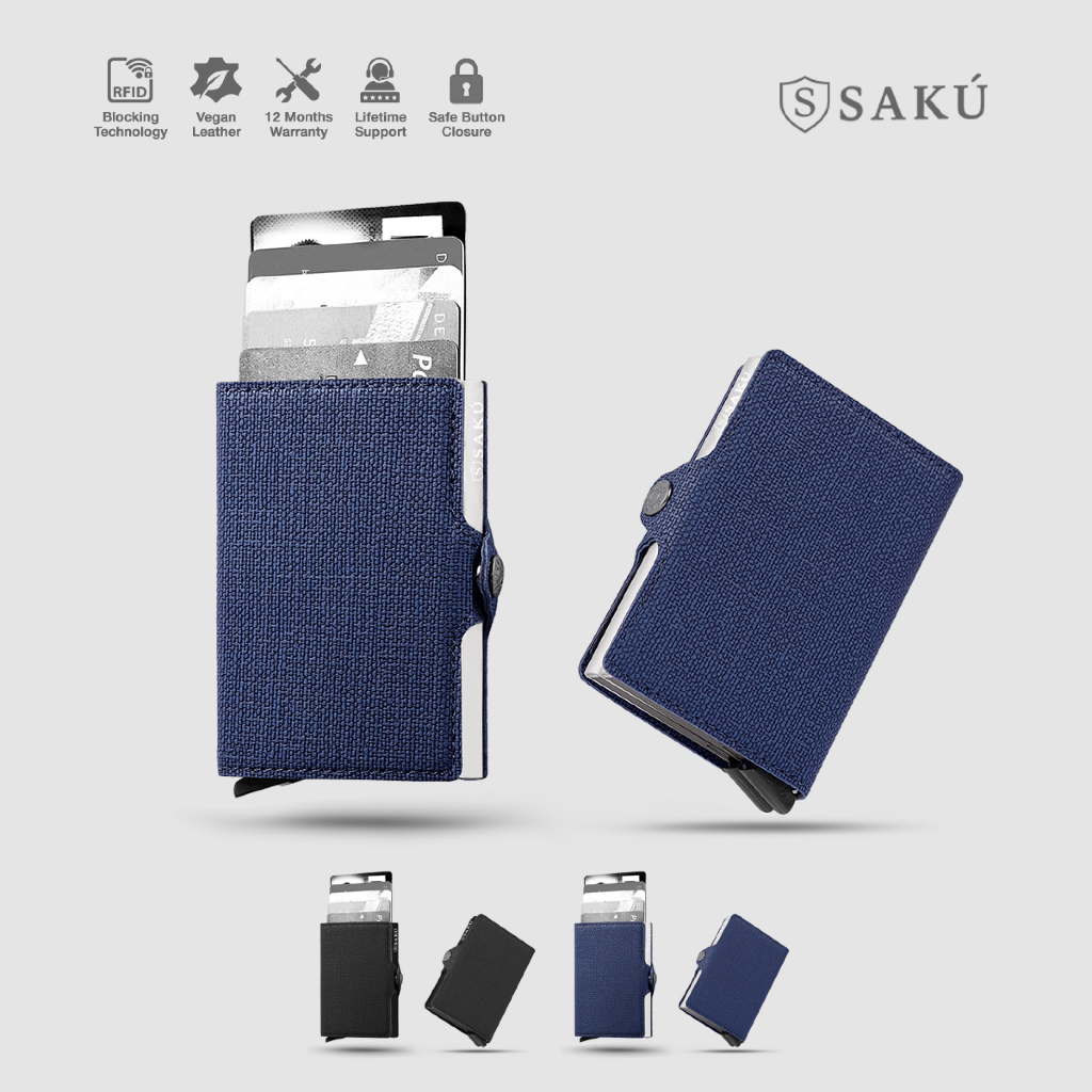 SAKU Dompet Kartu Pria Wanita Anti Rfid Card Holder Mini Smart Wallet Textured