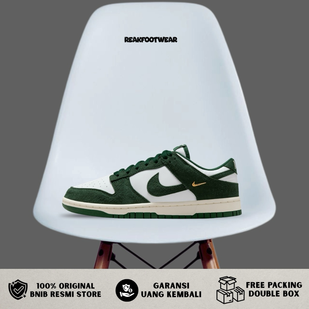 Nike Dunk Low Gorge Green Gold Mini Swoosh 100% Authentic - IB4417-100