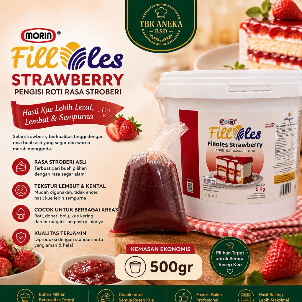 MORIN FILLOLES STRAWBERRY / FILLING STRAWBERRY 500gr -+